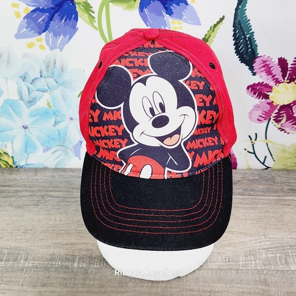 Disney Other - Disney Mickey Mouse Boys Youth Strap Back Hat Kids Baseball Cap Adjustable Red